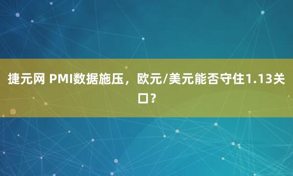 捷元网 PMI数据施压，欧元/美元能否守住1.13关口？
